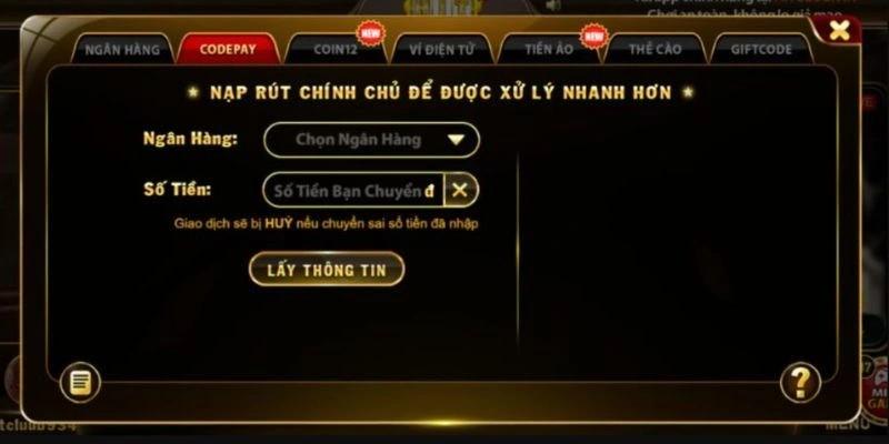 Nạp tiền qua Code Pay