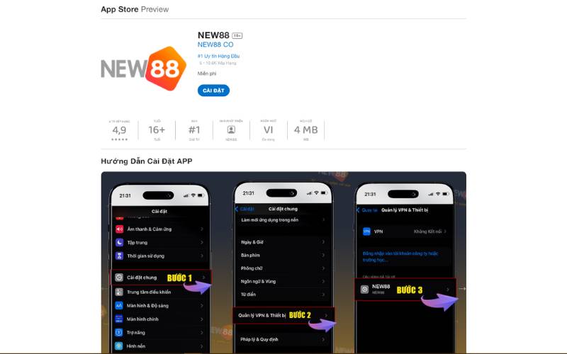 Tải app New88 trên IOS