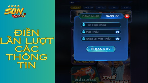 Điền lần lượt các thông tin cá nhân