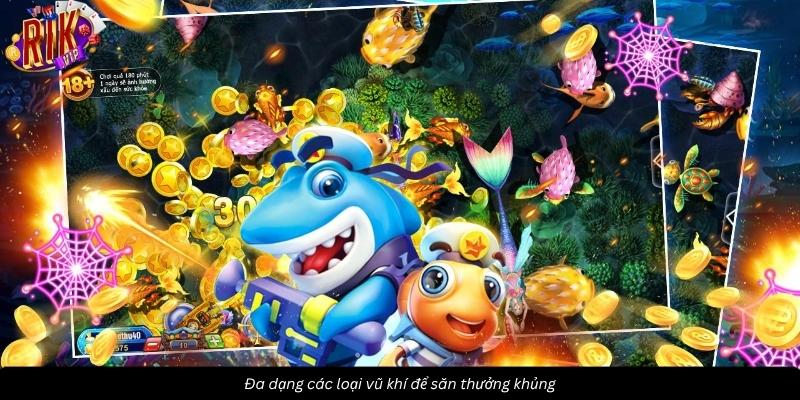Súng và lưới điện giúp hạ gục cá và tích xu dễ dàng
