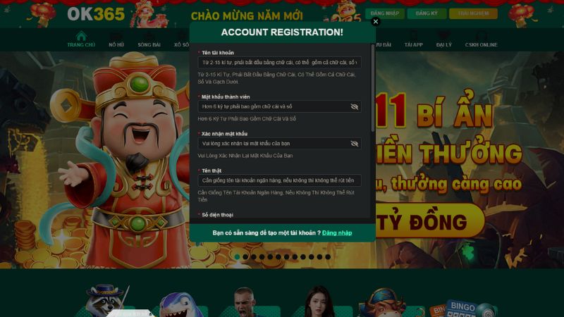 Hướng dẫn trở thành hội viên tại OK365